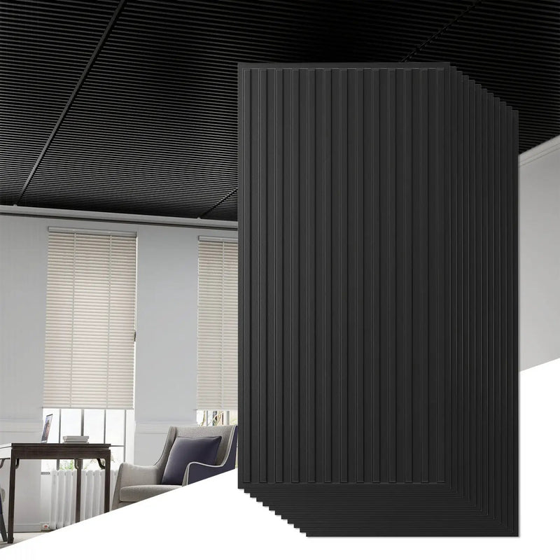 12-Pack PVC Slat Wall Panels for Interior Wall Decoration for Living Room and TV Background by DirectDeals