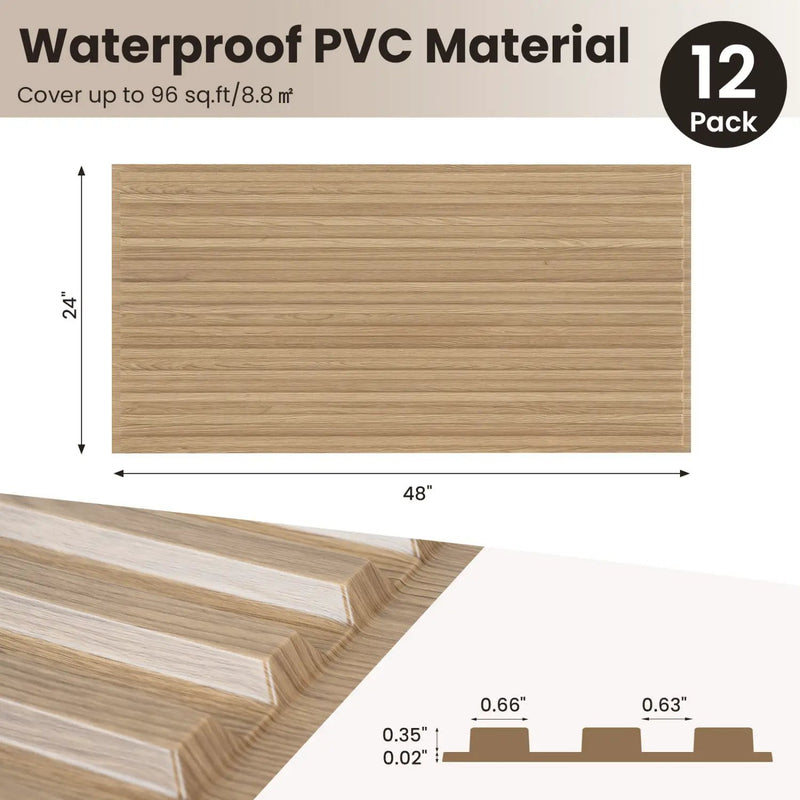 12-Pack PVC Slat Wall Panels for Interior Wall Decoration for Living Room and TV Background by DirectDeals