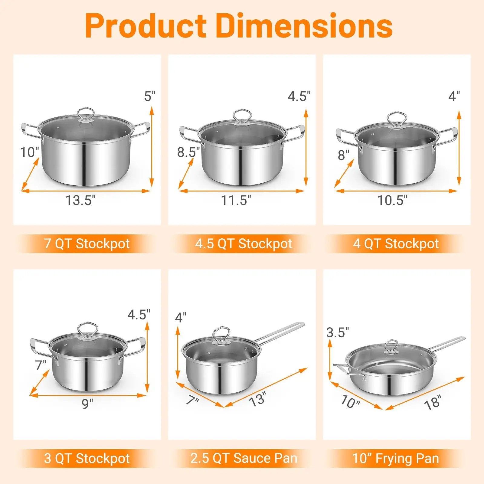 12 Piece Pots and Pans Set with Tempered Glass Lids and Handles by DirectDeals