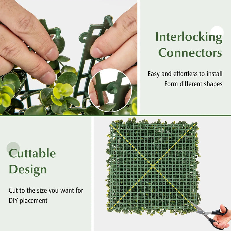 12 Pieces 20 Inch x 20 Inch Artificial Hedge Eucalyptus Panels by DirectDeals