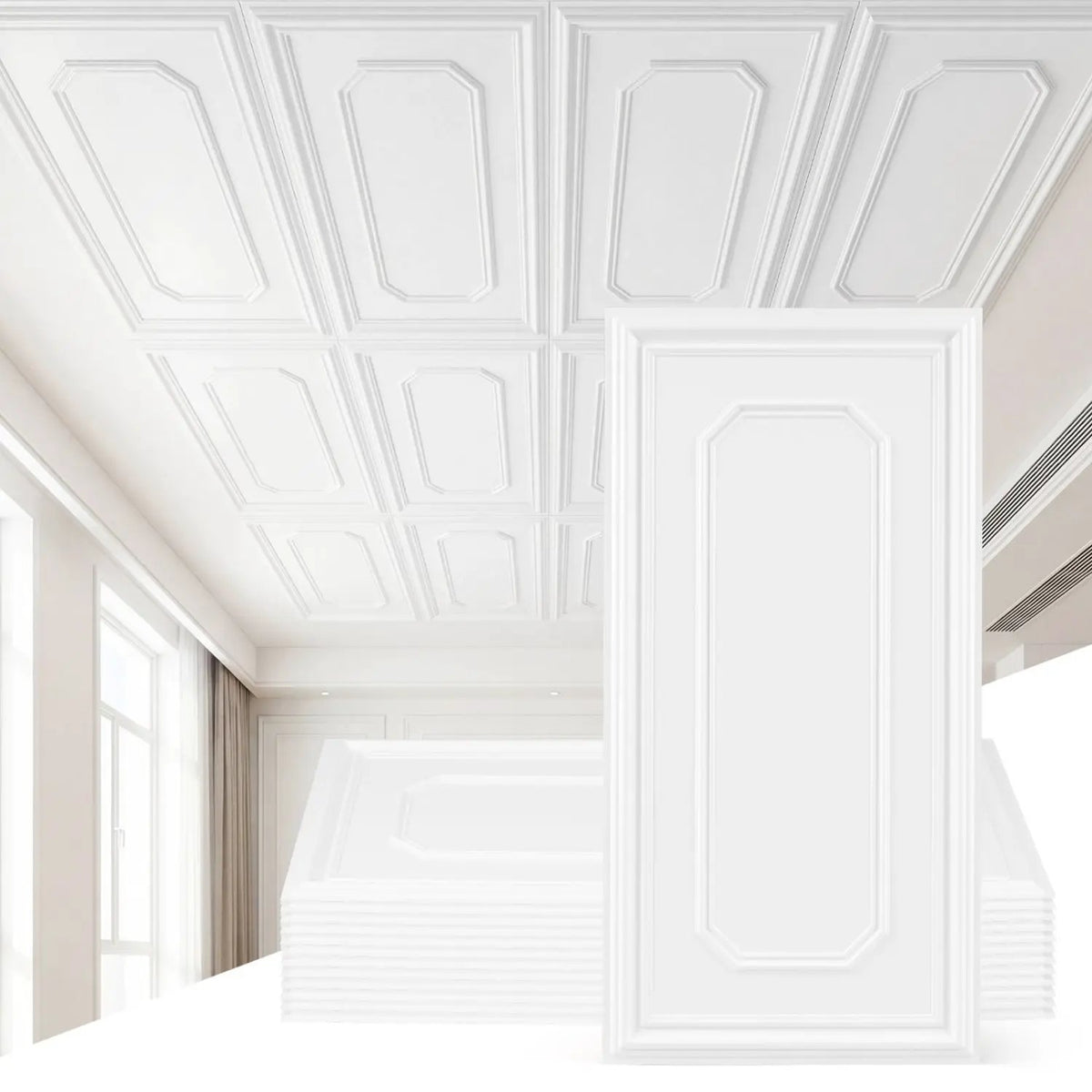 24 Pieces Ceiling Tiles Decorative PVC Ceiling Covering Panels by DirectDeals