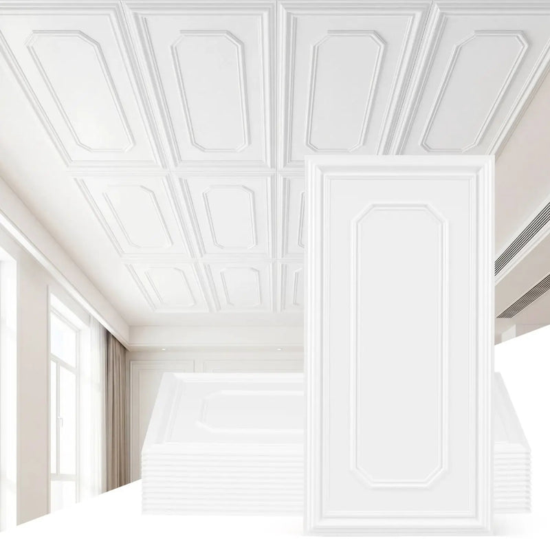 24 Pieces Ceiling Tiles Decorative PVC Ceiling Covering Panels by DirectDeals