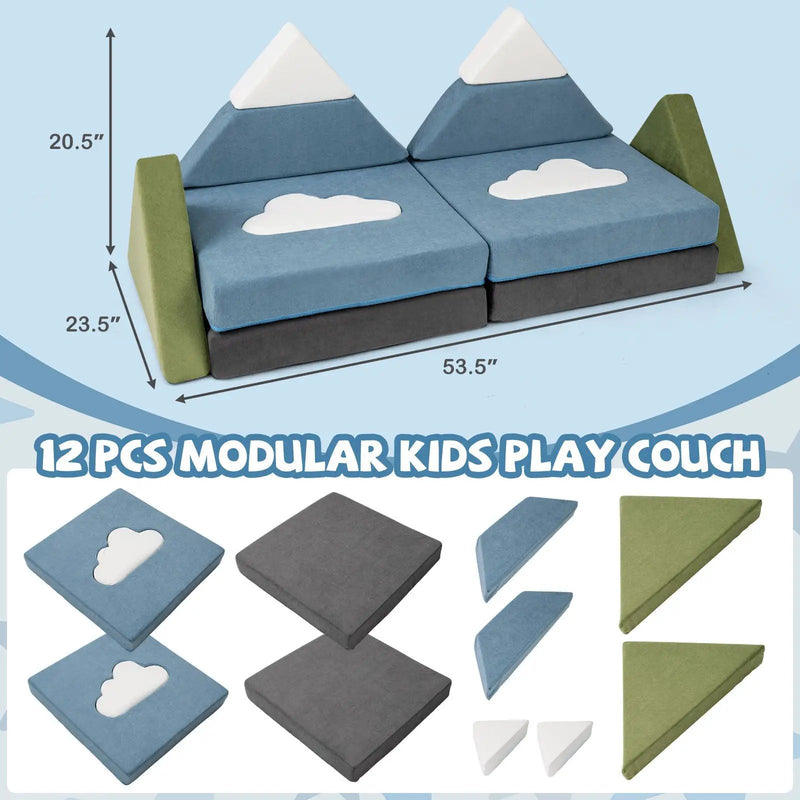 12 Pieces Snow Mountain Theme Toddler Foam Building Fort by DirectDeals