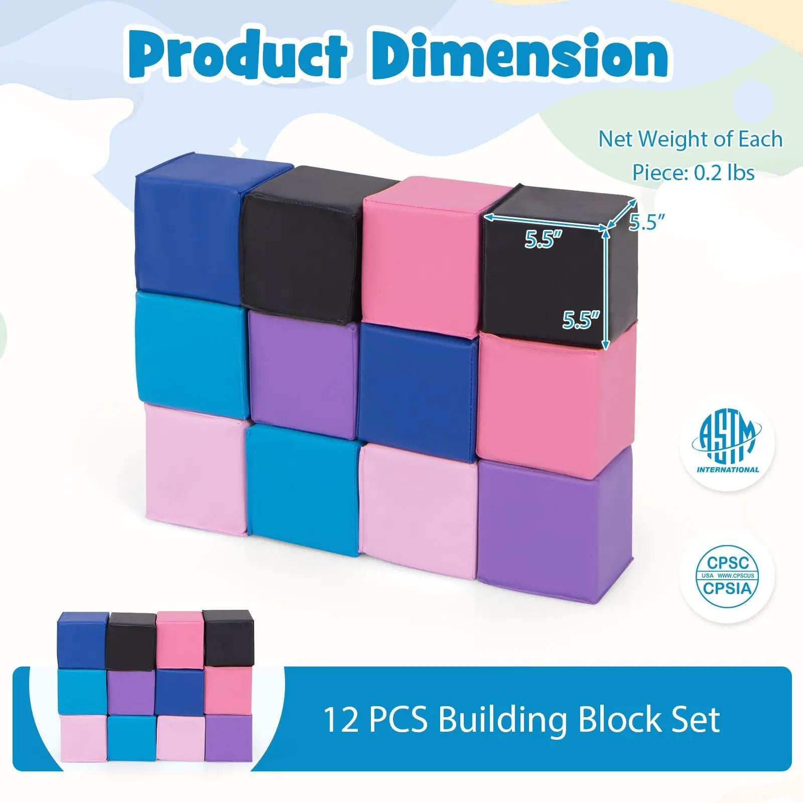 12 Pieces Soft Foam Building Blocks Climbing Foam Cubes Set for Kids by DirectDeals