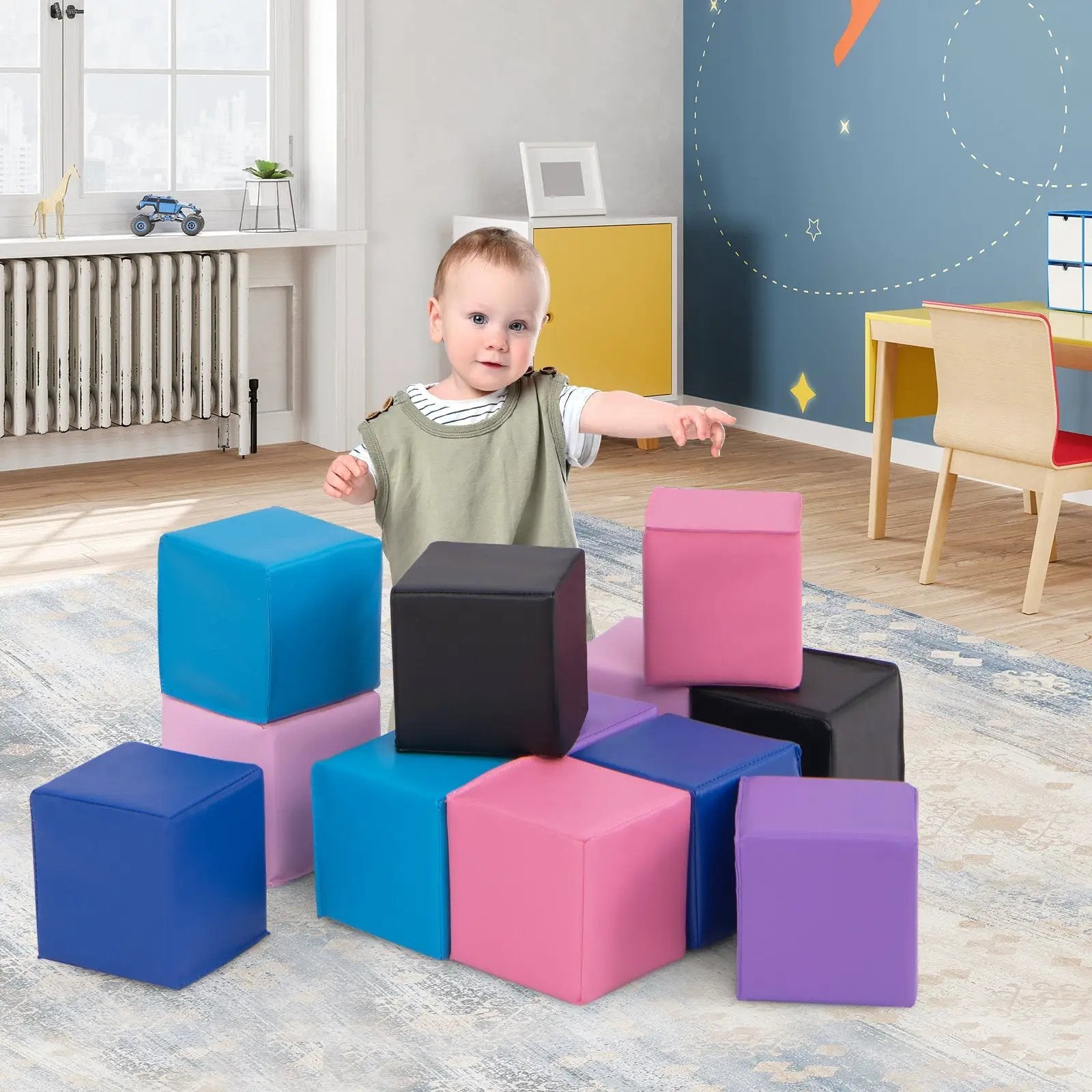 12 Pieces Soft Foam Building Blocks Climbing Foam Cubes Set for Kids by DirectDeals