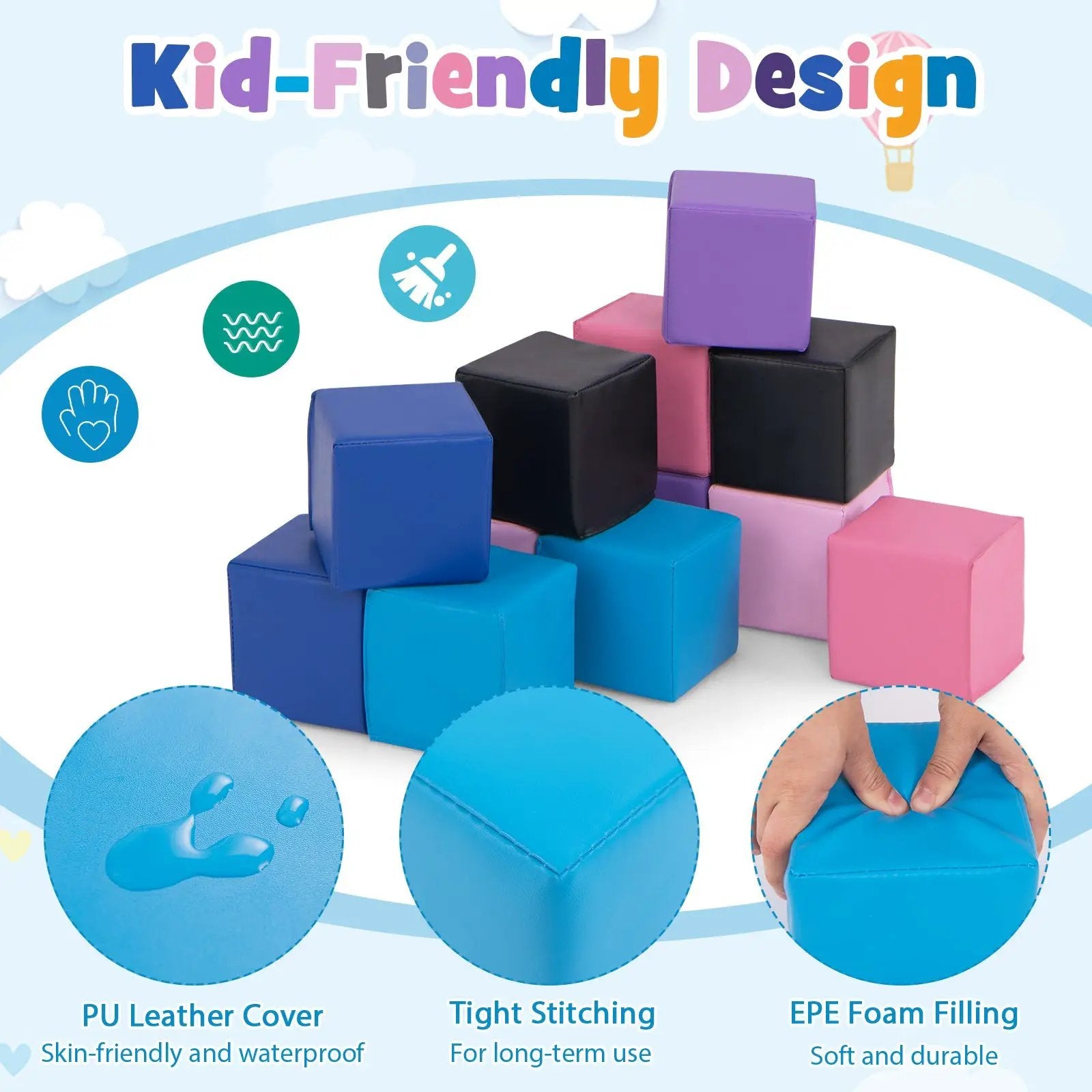 12 Pieces Soft Foam Building Blocks Climbing Foam Cubes Set for Kids by DirectDeals