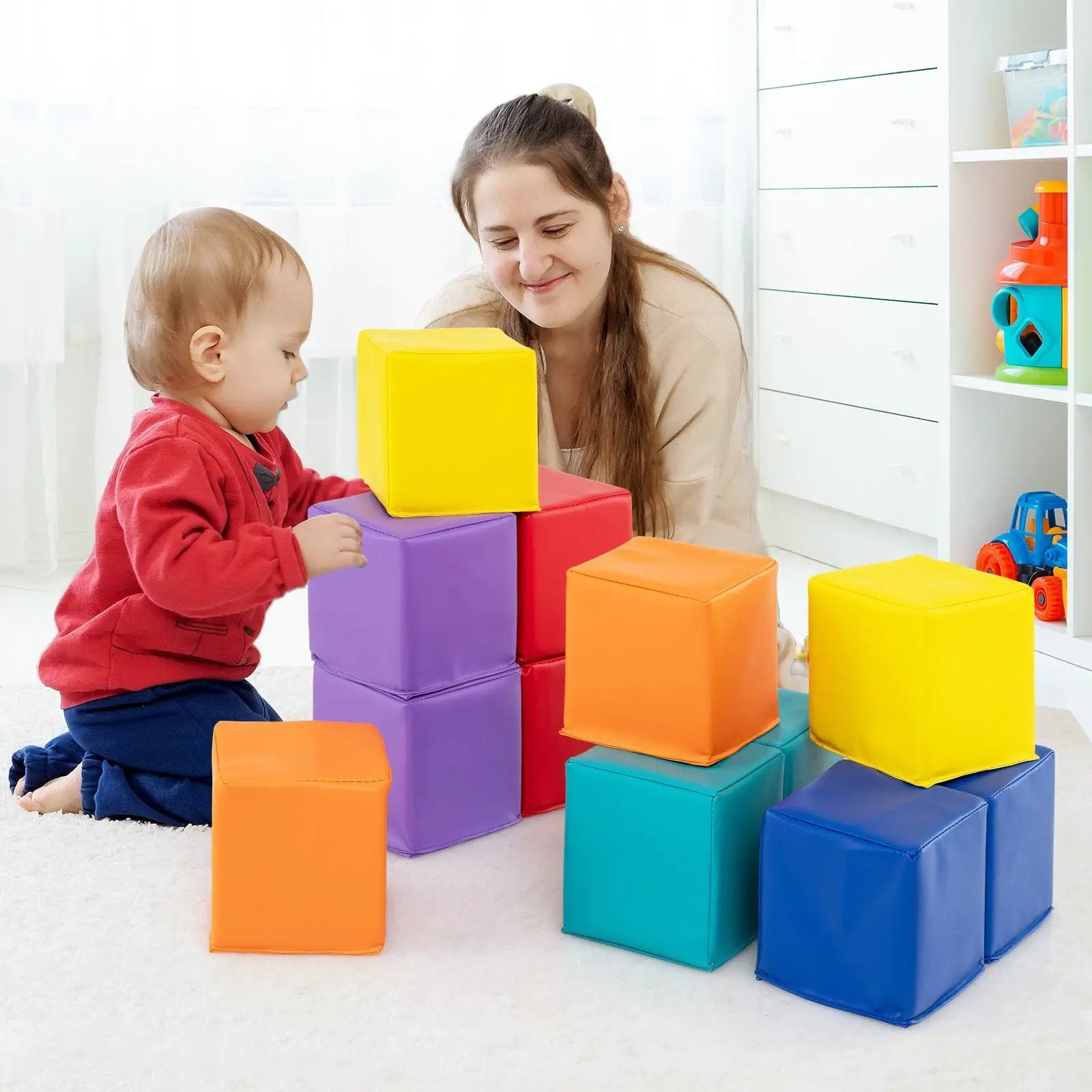 12 Pieces Soft Foam Building Blocks Climbing Foam Cubes Set for Kids by DirectDeals