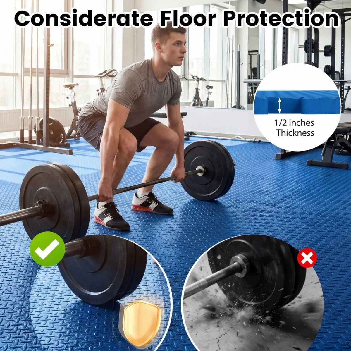 Puzzle Exercise Floor Mats 1/2 Inch Thick - 12 Tiles by DirectDeals