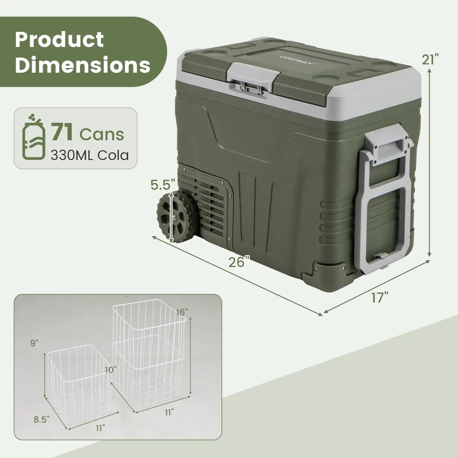 12 Volt Car Refrigerator Portable Car Fridge with Adjustable Range by DirectDeals