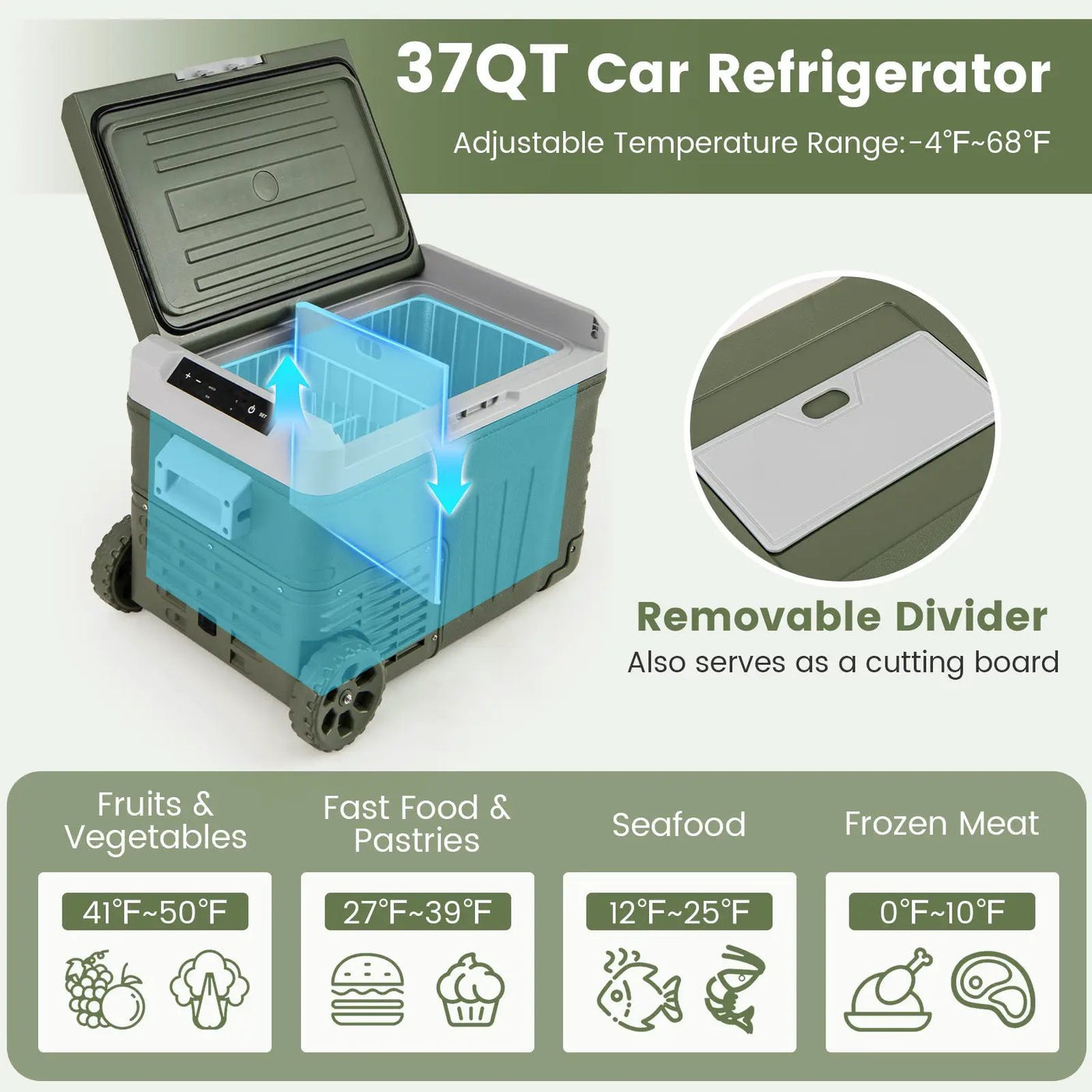12 Volt Car Refrigerator Portable Car Fridge with Adjustable Range by DirectDeals