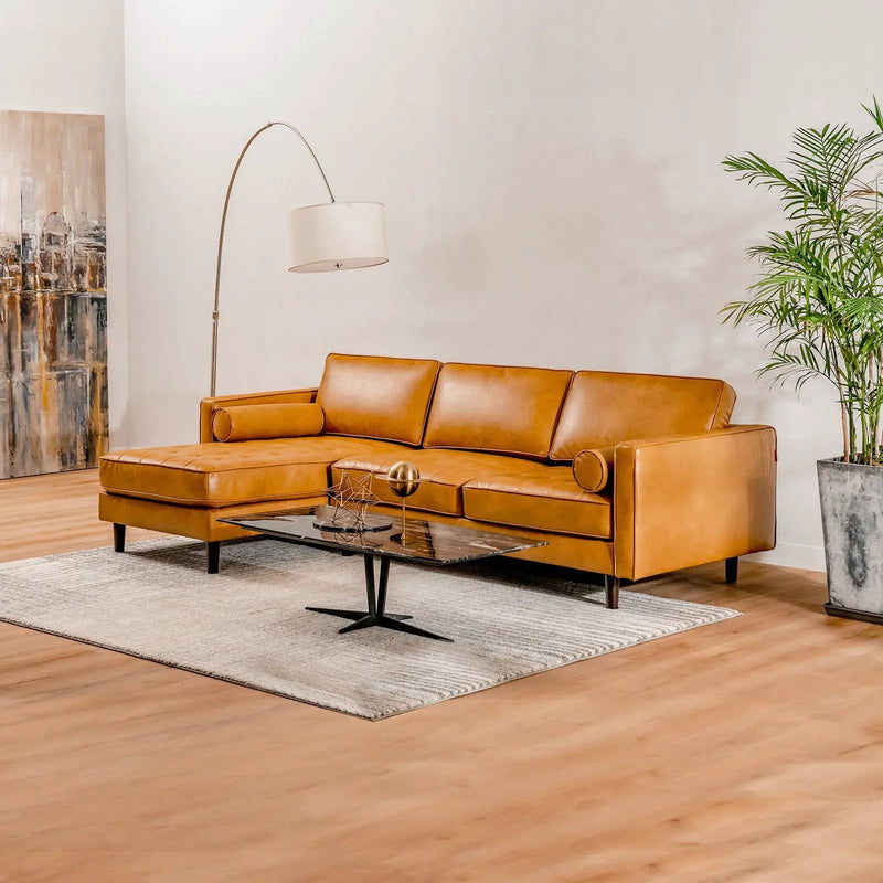 3-Seat L-Shaped Sectional Sofa Couch for Living Room-Brown by DirectDeals