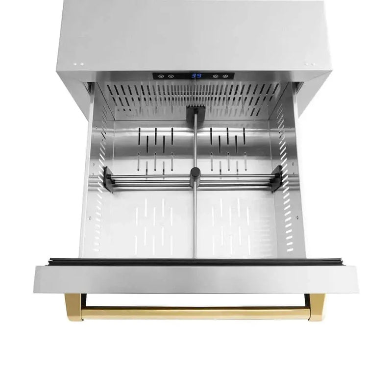 ZLINE 24" Touchstone 168 Can Outdoor-Rated Dual Refrigerator Drawer, Gold, RDSOZ-ST-24-G by Farmhouse Kitchen and Bath