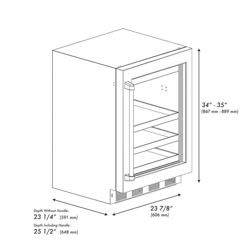 ZLINE 24" Touchstone 151 Can Beverage Fridge White Matte Glass Door RBSO-WM-24 by Farmhouse Kitchen and Bath