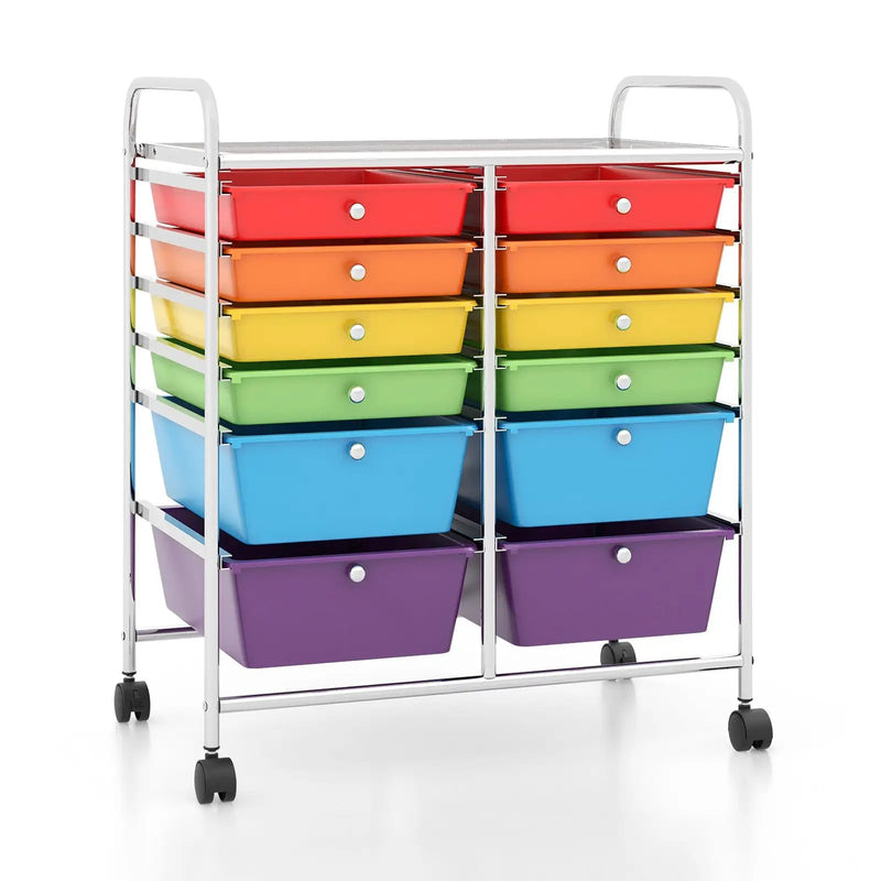12 Storage Drawer Organizer Bins Rolling Cart by DirectDeals