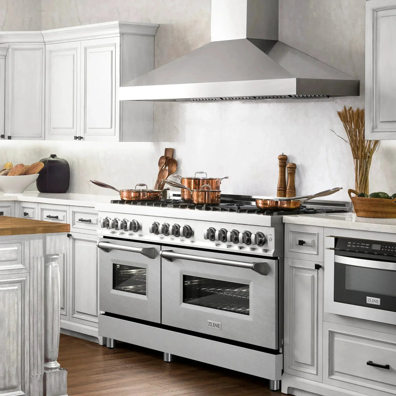 ZLINE 60" Professional Dual Fuel Range with Snow Finish Door, RA-SN-60 by Farmhouse Kitchen and Bath