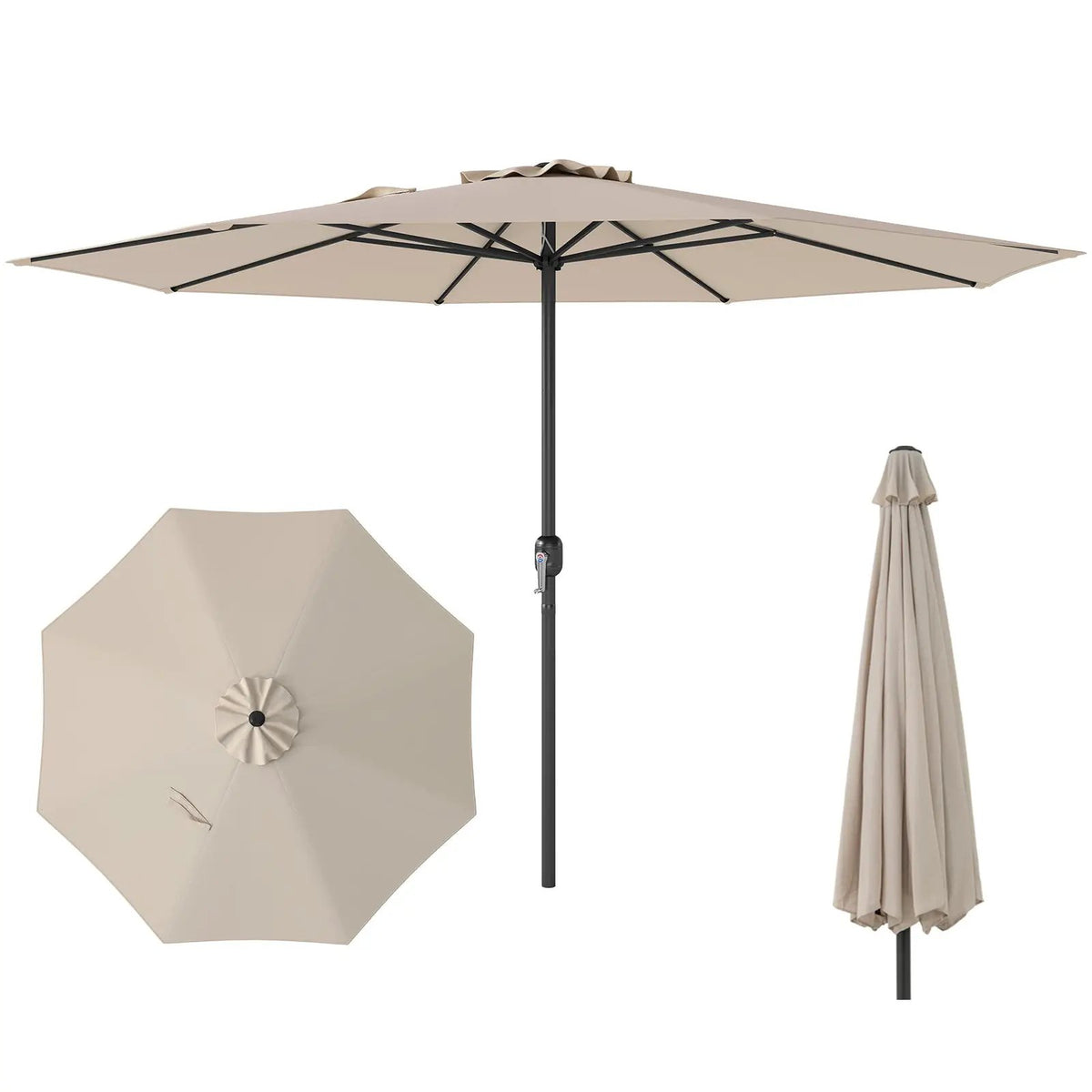 12 Feet Patio Umbrella with Crank Handle and 8 Sturdy Ribs by DirectDeals