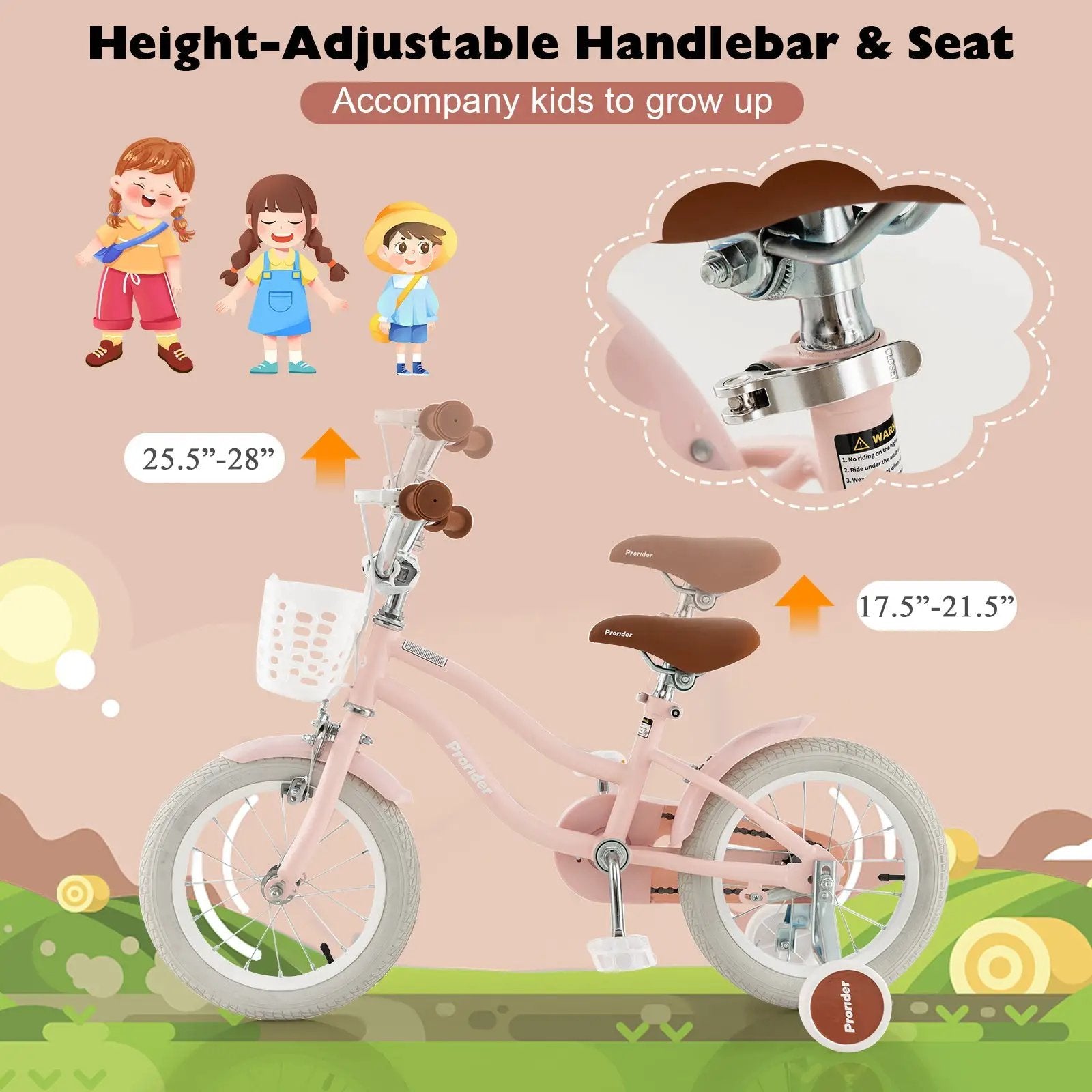 12 Inch Kids Bike with Training Wheels for Boys Girls Ages 3-8 Years-12 inches by DirectDeals
