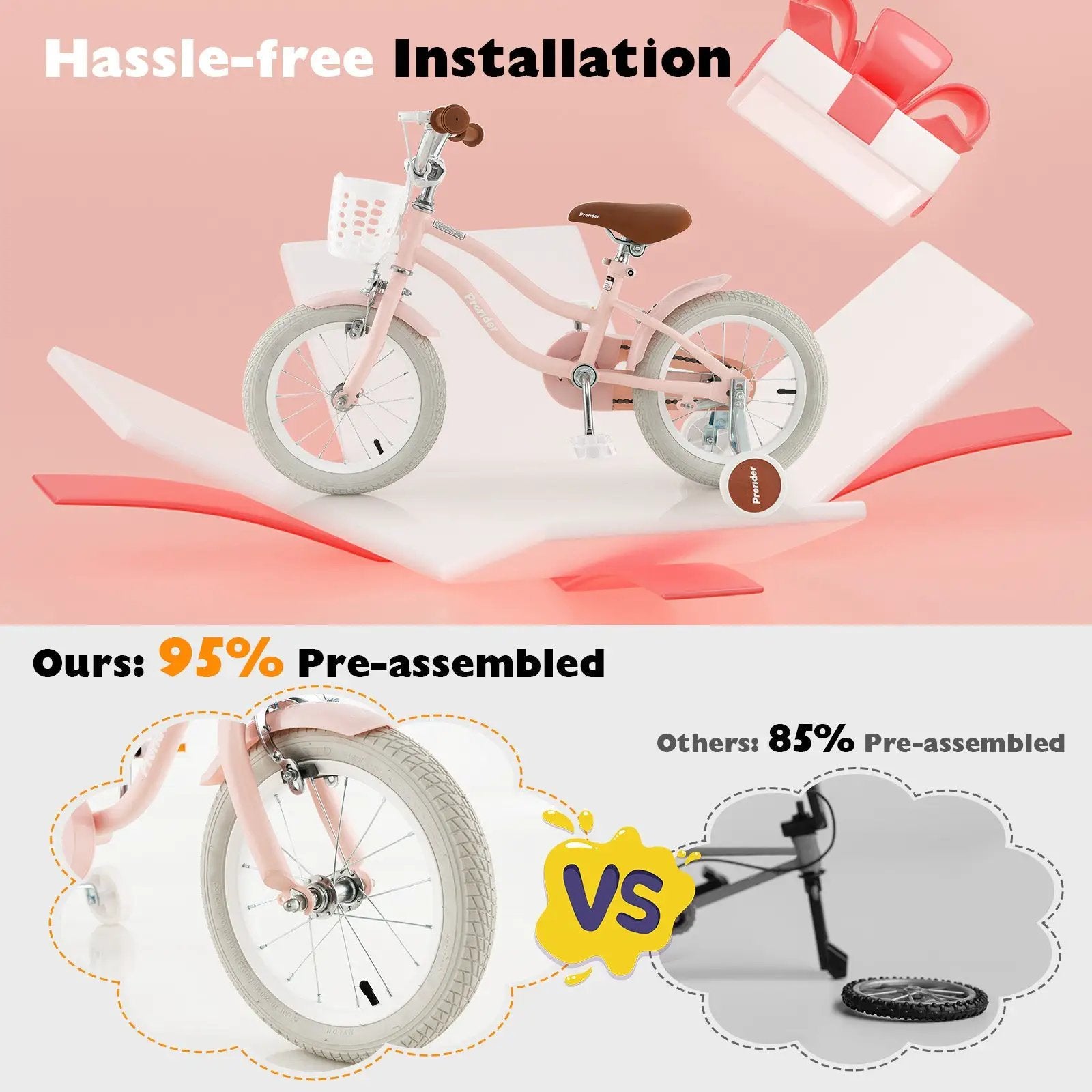 12 Inch Kids Bike with Training Wheels for Boys Girls Ages 3-8 Years-12 inches by DirectDeals