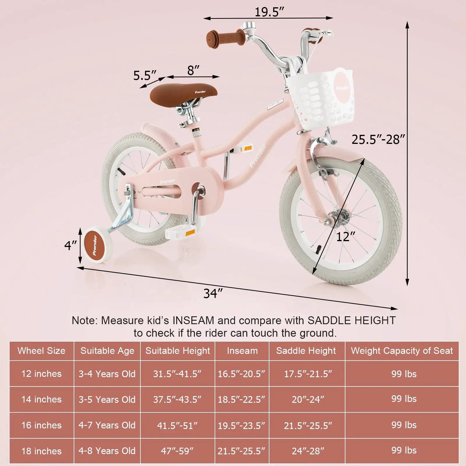 12 Inch Kids Bike with Training Wheels for Boys Girls Ages 3-8 Years-12 inches by DirectDeals