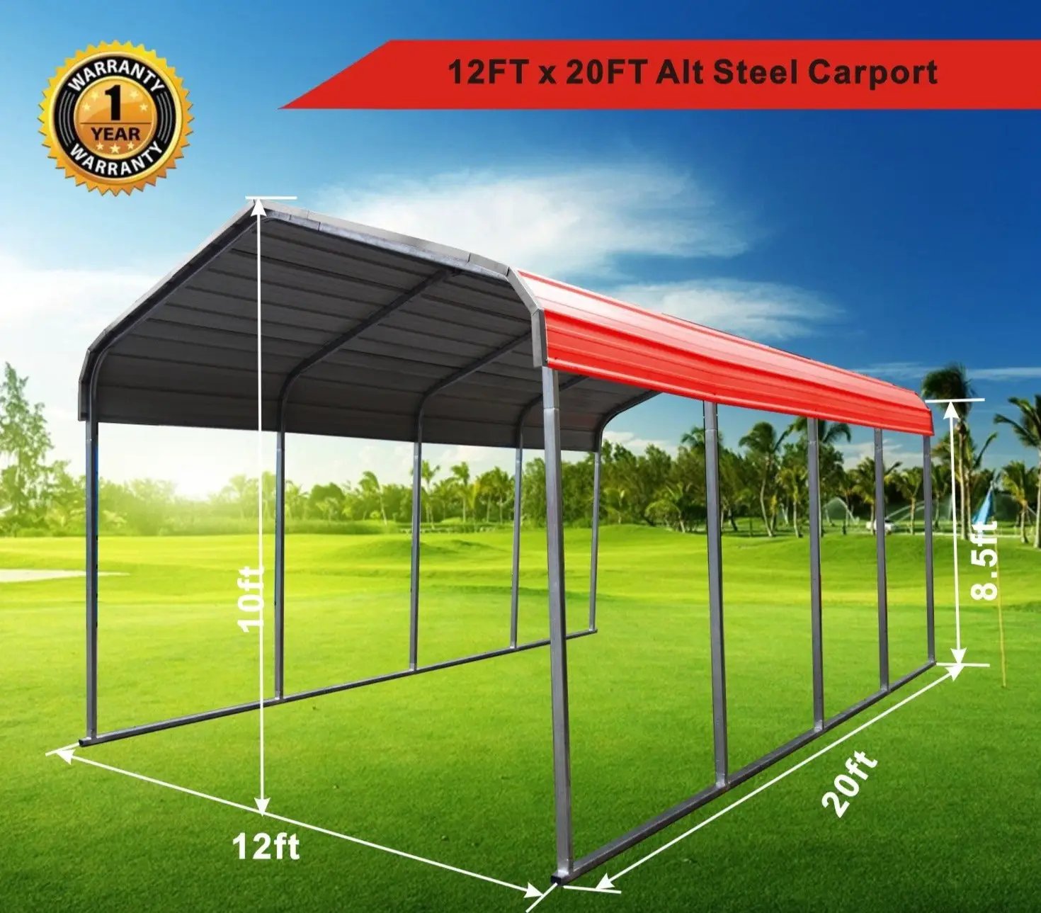 Classic Steel Carport W12' x L20' by Chery Industrial