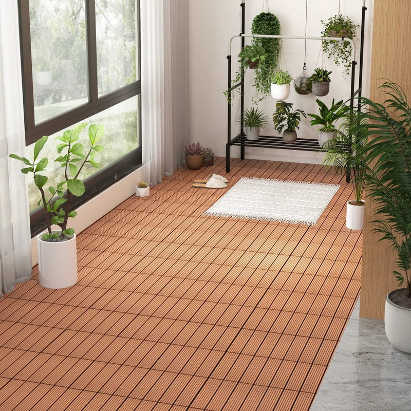 12 x 12 Inch 18 Piece All Weather Interlocking Deck Tiles for Splicing Area by DirectDeals