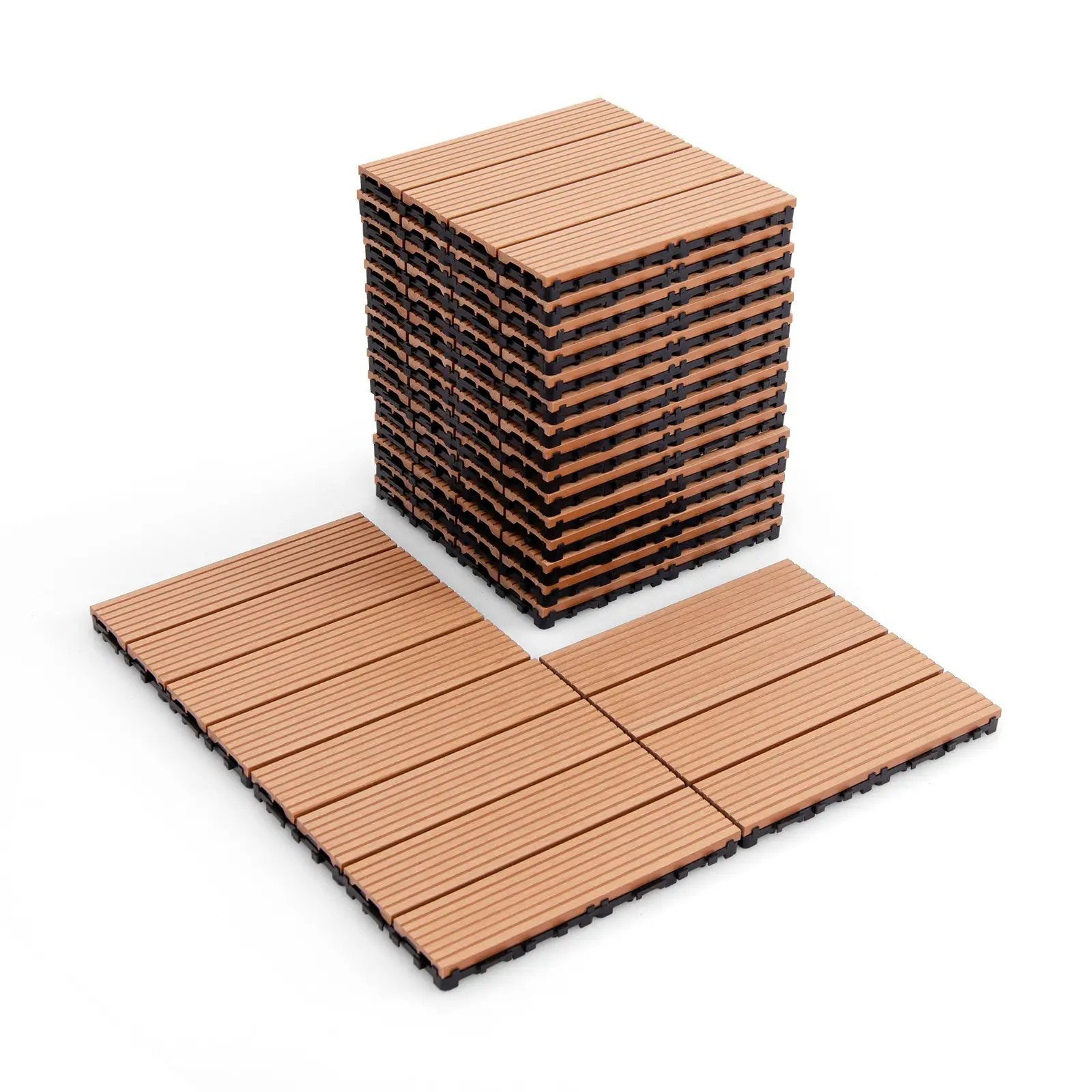 12 x 12 Inch 18 Piece All Weather Interlocking Deck Tiles for Splicing Area by DirectDeals