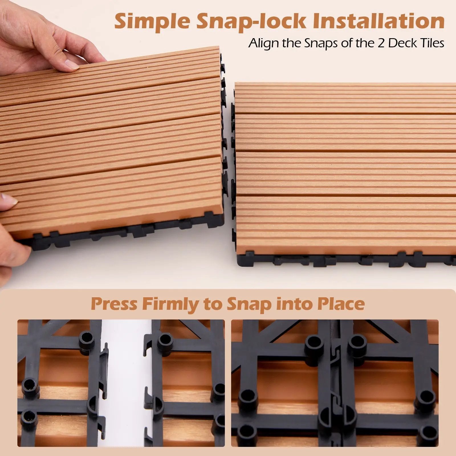 12 x 12 Inch 18 Piece All Weather Interlocking Deck Tiles for Splicing Area by DirectDeals