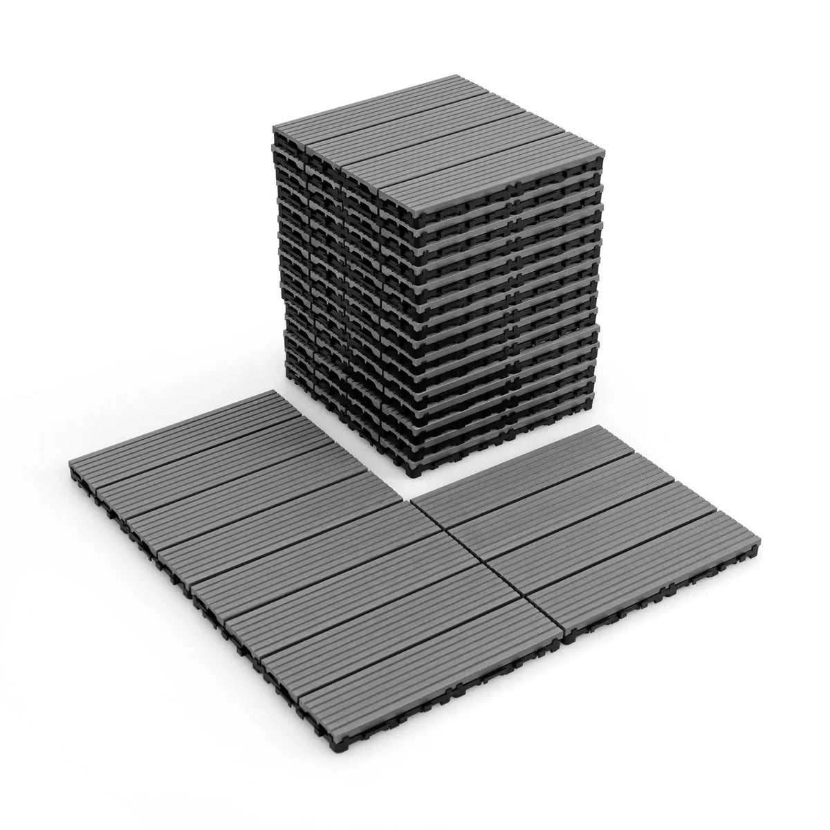 12 x 12 Inch 18 Piece All Weather Interlocking Deck Tiles for Splicing Area by DirectDeals