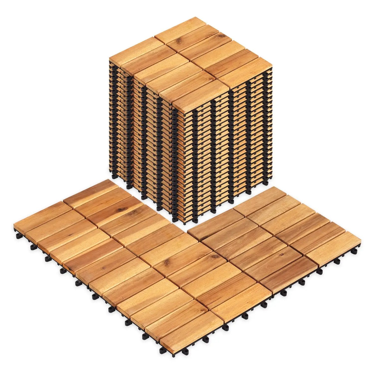 Acacia Wood Interlocking Deck Tiles 12x12 Inch - 27 Pack by DirectDeals