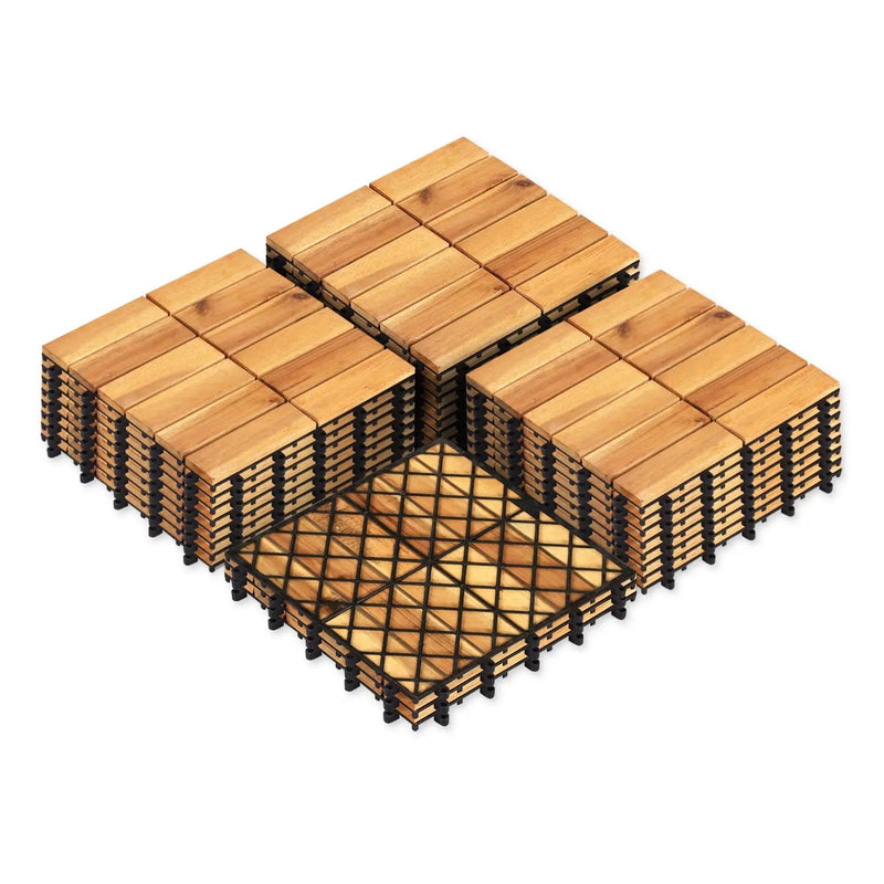 Acacia Wood Interlocking Deck Tiles 12x12 Inch - 27 Pack by DirectDeals