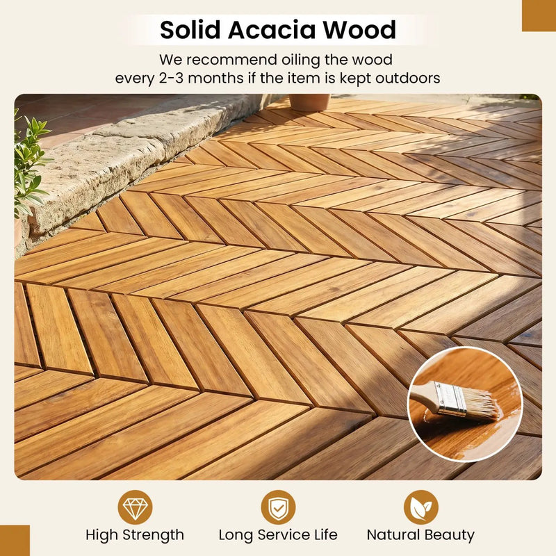 Acacia Wood Interlocking Deck Tiles 12x12 Inch - 30 Pack by DirectDeals