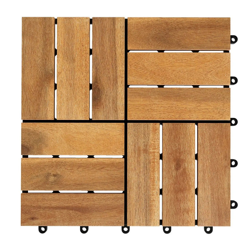 Acacia Wood Interlocking Deck Tiles 12x12 Inch - 54 Pack by DirectDeals
