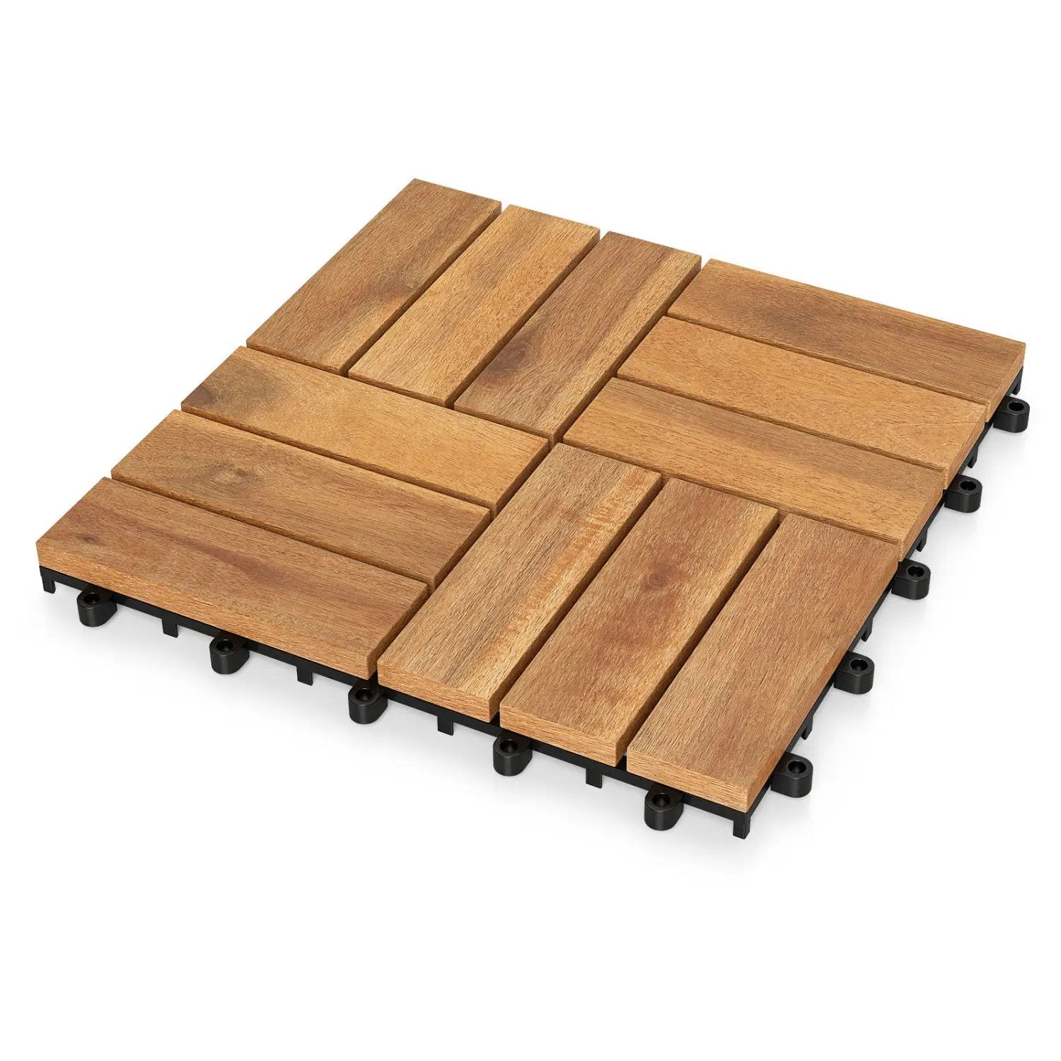 Acacia Wood Interlocking Deck Tiles 12x12 Inch - 54 Pack by DirectDeals