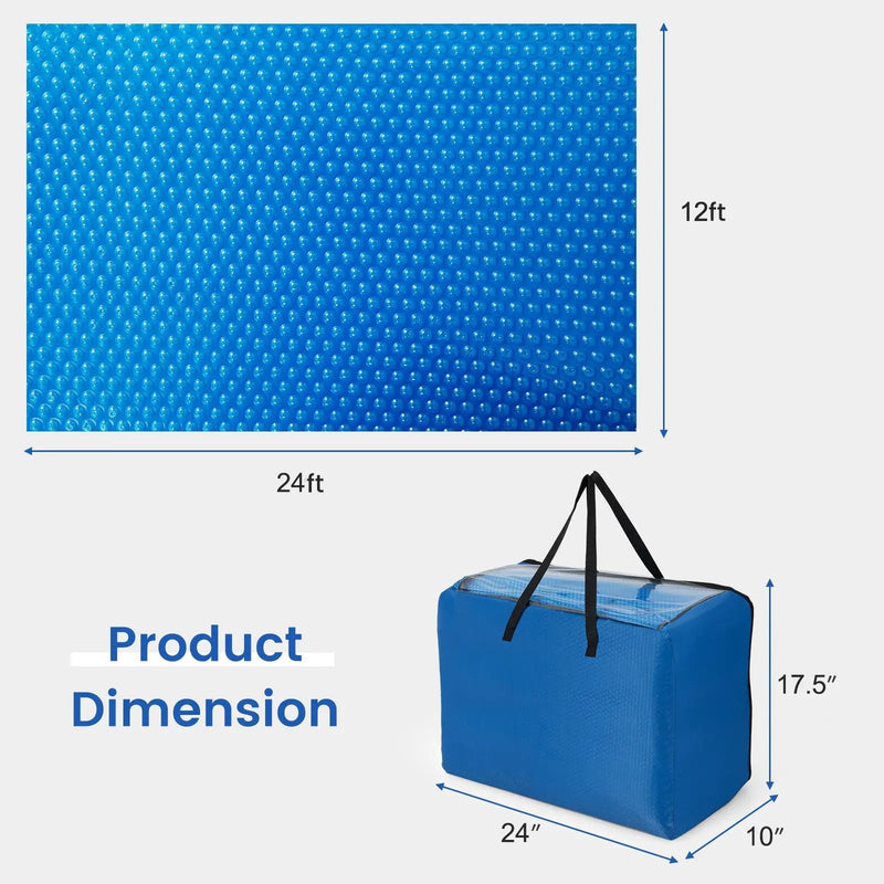Rectangle Swimming Pool Cover 12-MIL Heat Retaining Pool Solar Blanket with Carrying Bag by DirectDeals