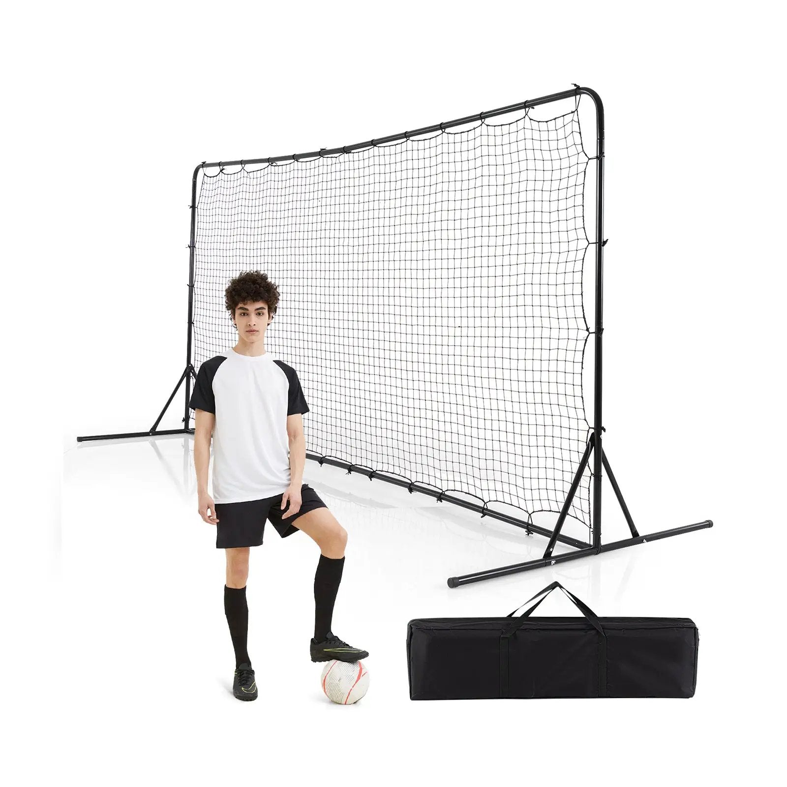 12 x 6 Feet Soccer Rebounder Net with All Weather Net-Black by DirectDeals