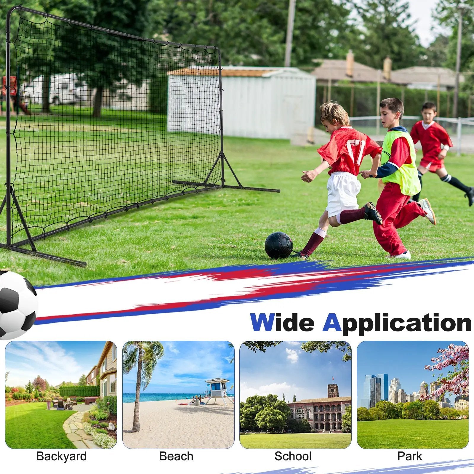 12 x 6 Feet Soccer Rebounder Net with All Weather Net-Black by DirectDeals
