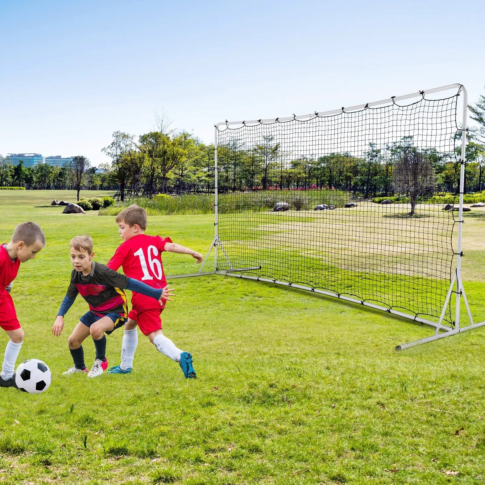 12 x 6 Feet Soccer Rebounder Net with All Weather Net-White by DirectDeals