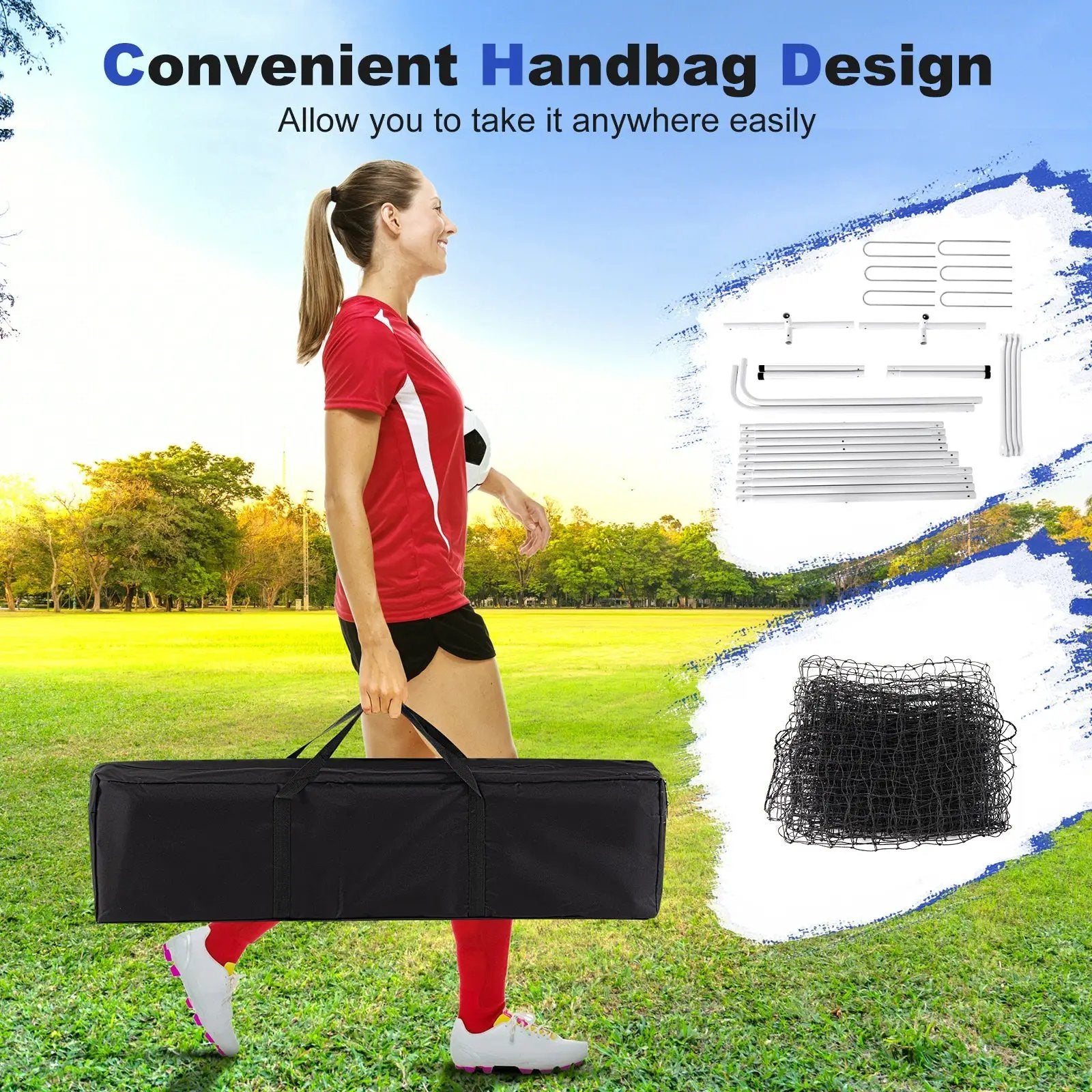 12 x 6 Feet Soccer Rebounder Net with All Weather Net-White by DirectDeals