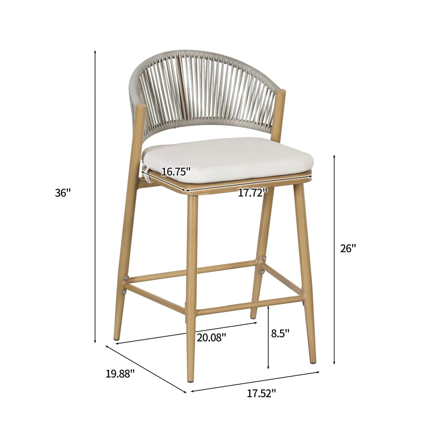 Outdoor 26" Counter Height Metal Frame Counter Stools With Scallop Shaped Backrest & Water Resistant Cushions by HouseOfZazla