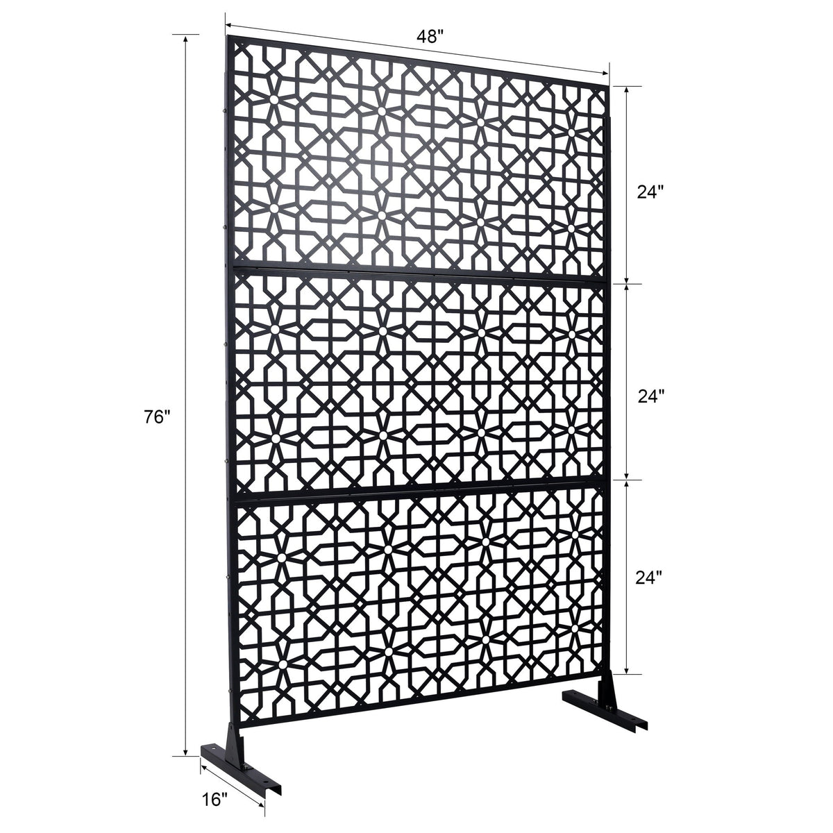 Metal Freestanding Decorative Privacy Screen with Rust-Resistant Finish – Black or White, photo 4 of 27