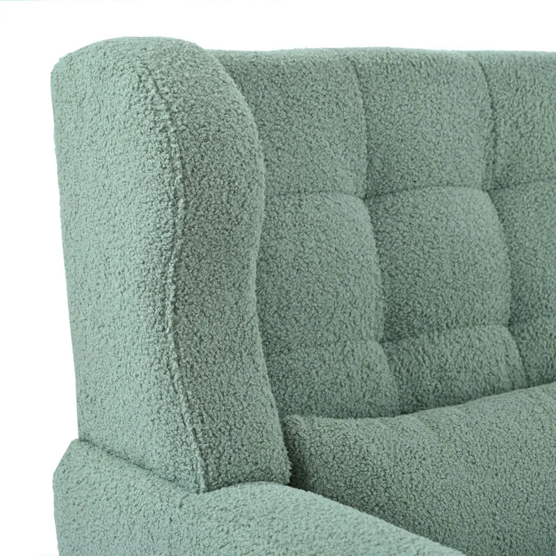 Modern Accent Chair, Teddy Fabric Living Room Chairs Comfy Reading Chair, Mid Century Accent Chair, Lounge Arm Chairs Armchair For Living Room Bedroom - Light Green by HouseOfZazla