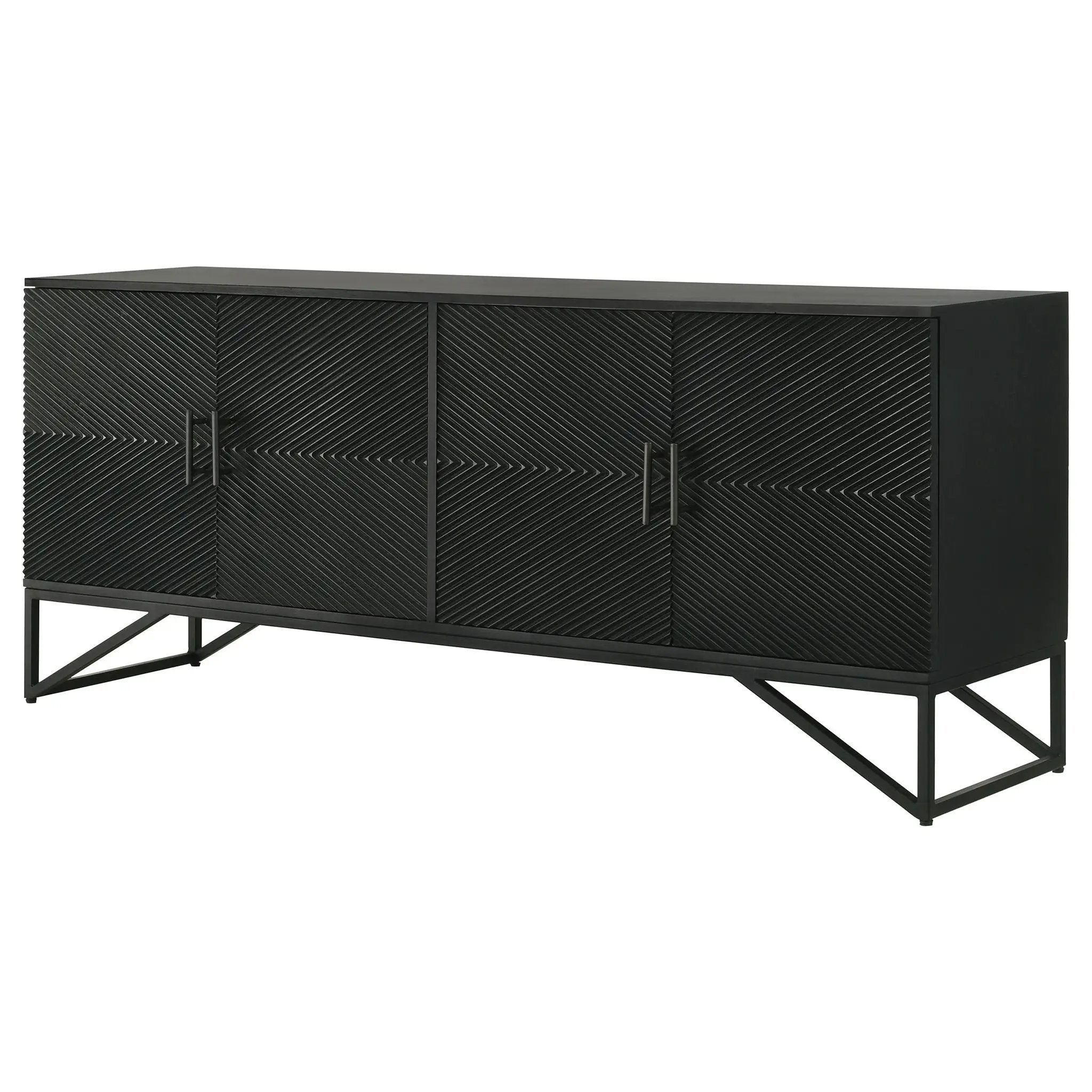 Riddell 4-door Wood Reeding Accent Cabinet Matte Black by Unique Piece Furniture