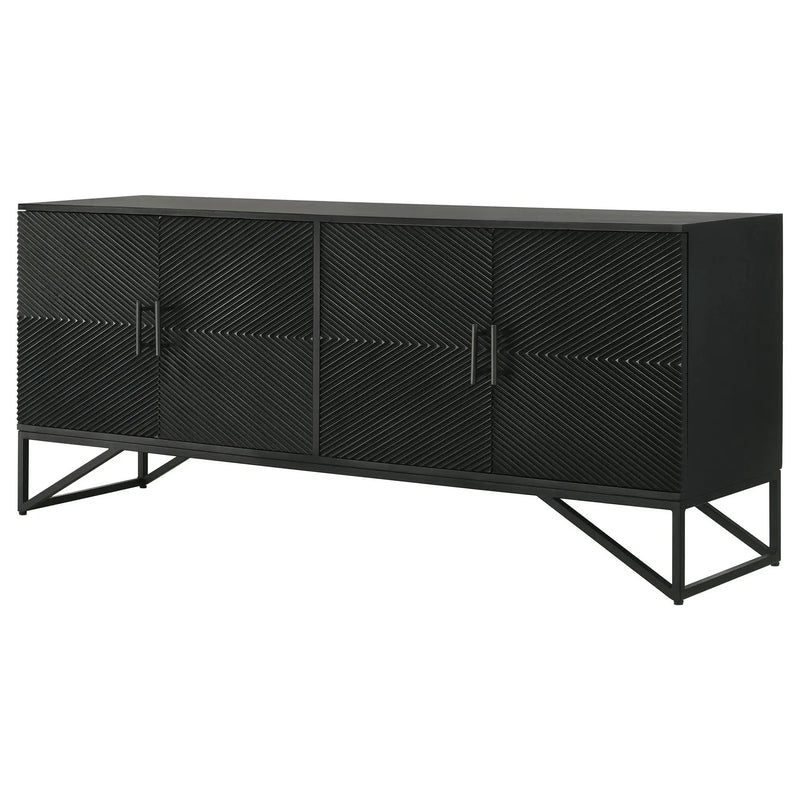 Riddell 4-door Wood Reeding Accent Cabinet Matte Black by Unique Piece Furniture