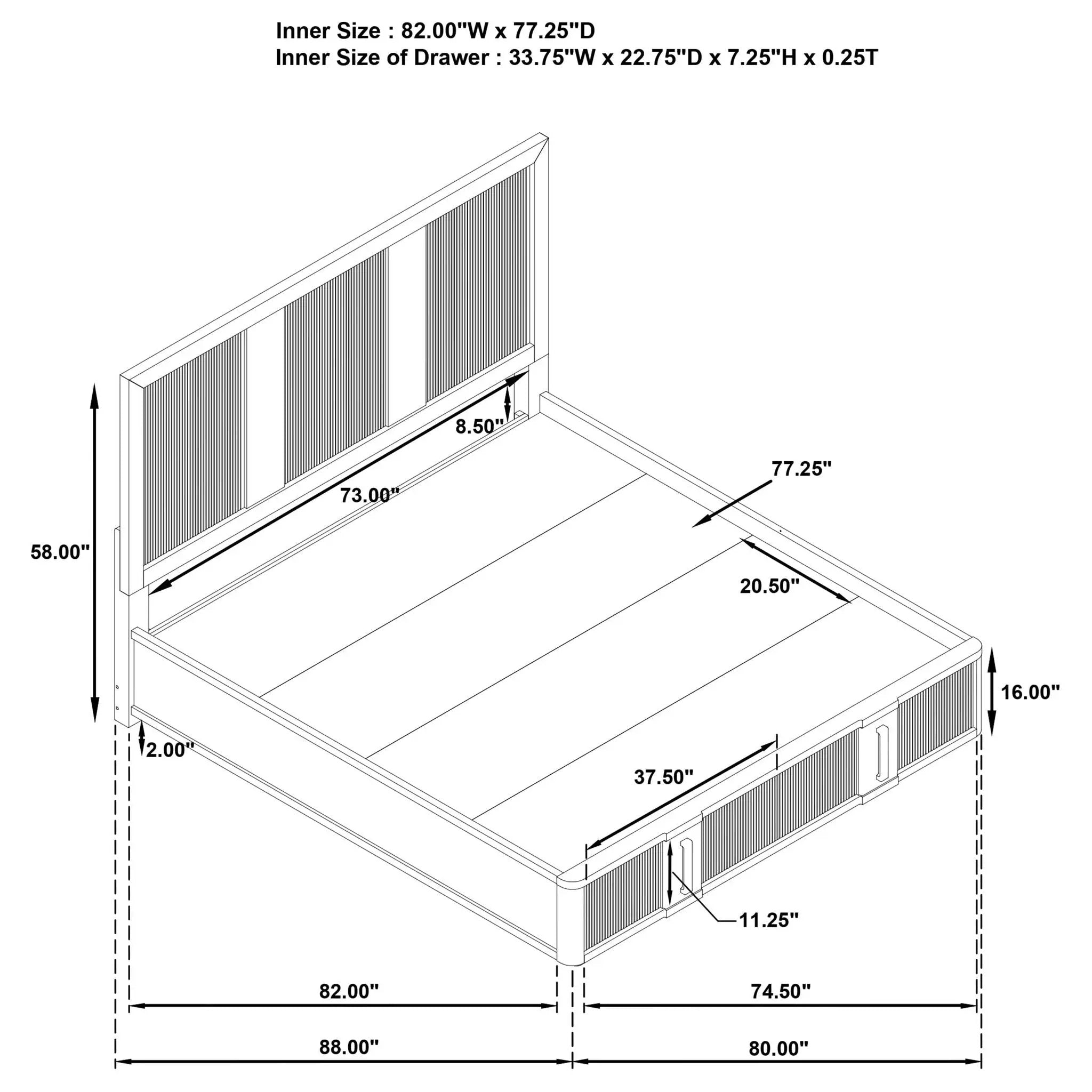 Terrace 2-drawer Eastern King Storage Bed Ash Brown by Unique Piece Furniture