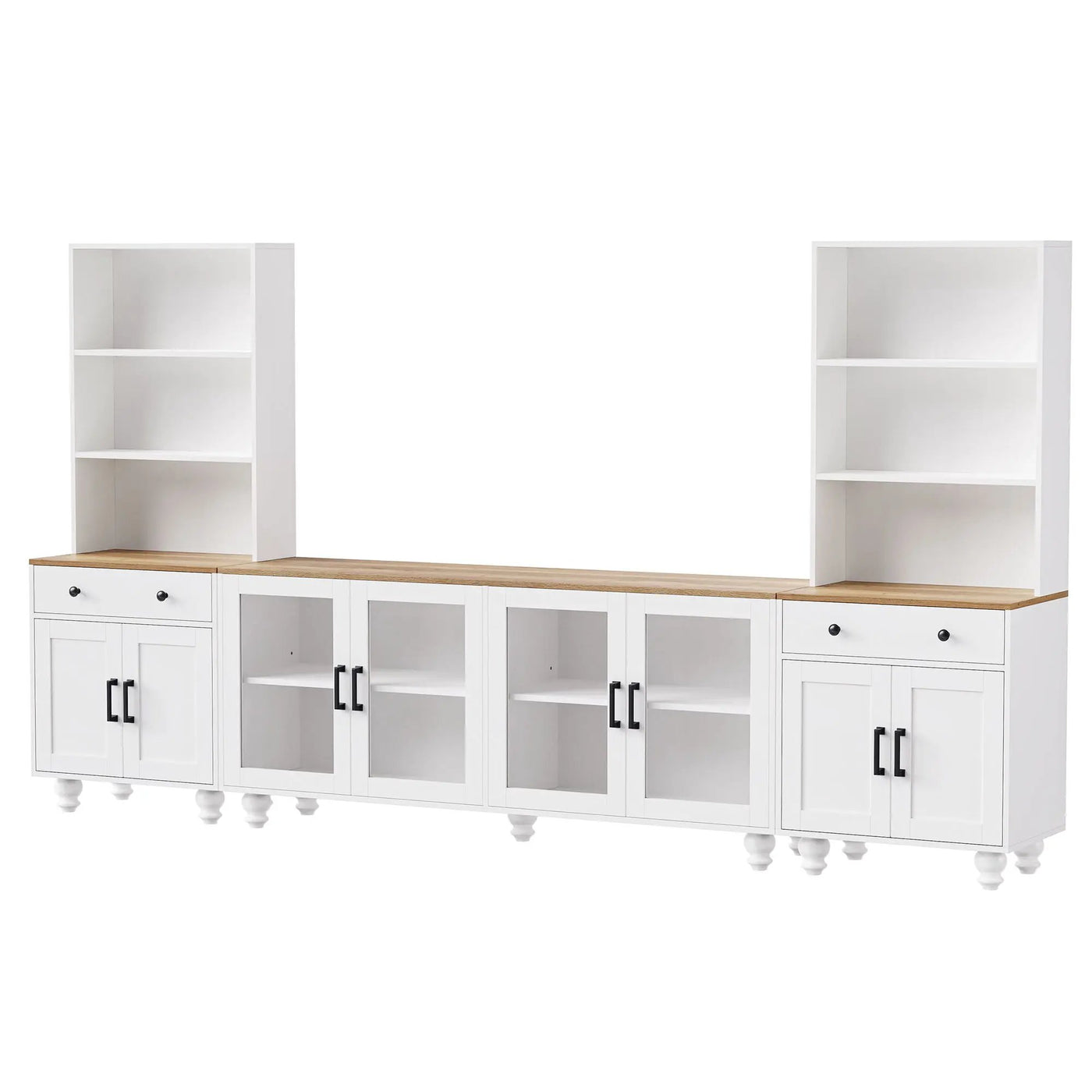 Farmhouse TV Stand With Solid Wood Gourd Shaped Legs For TVs Up To 70" by HouseOfZazla