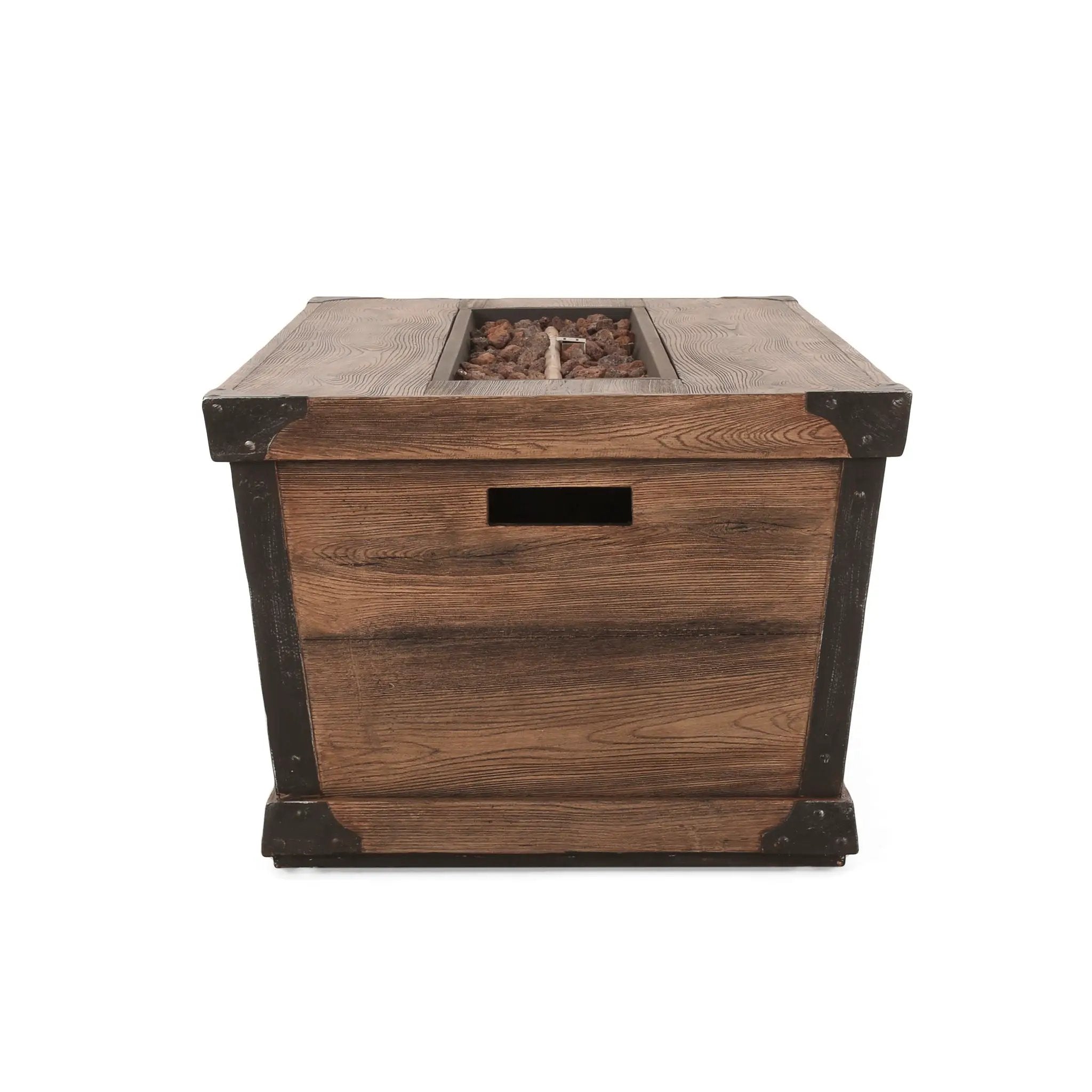 Outdoor Patio Rectangle Gas Burning Fire Pit - Wood Pattern by HouseOfZazla