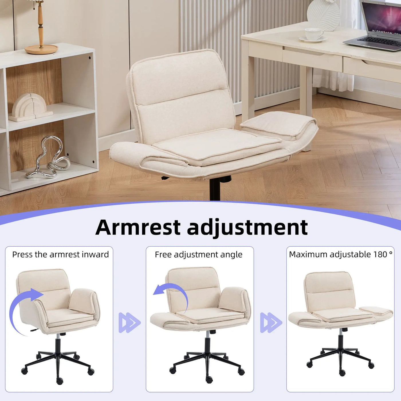 Criss Cross Swivel Desk Chair With Adjustable Armrests & Wheels For Home Office by HouseOfZazla
