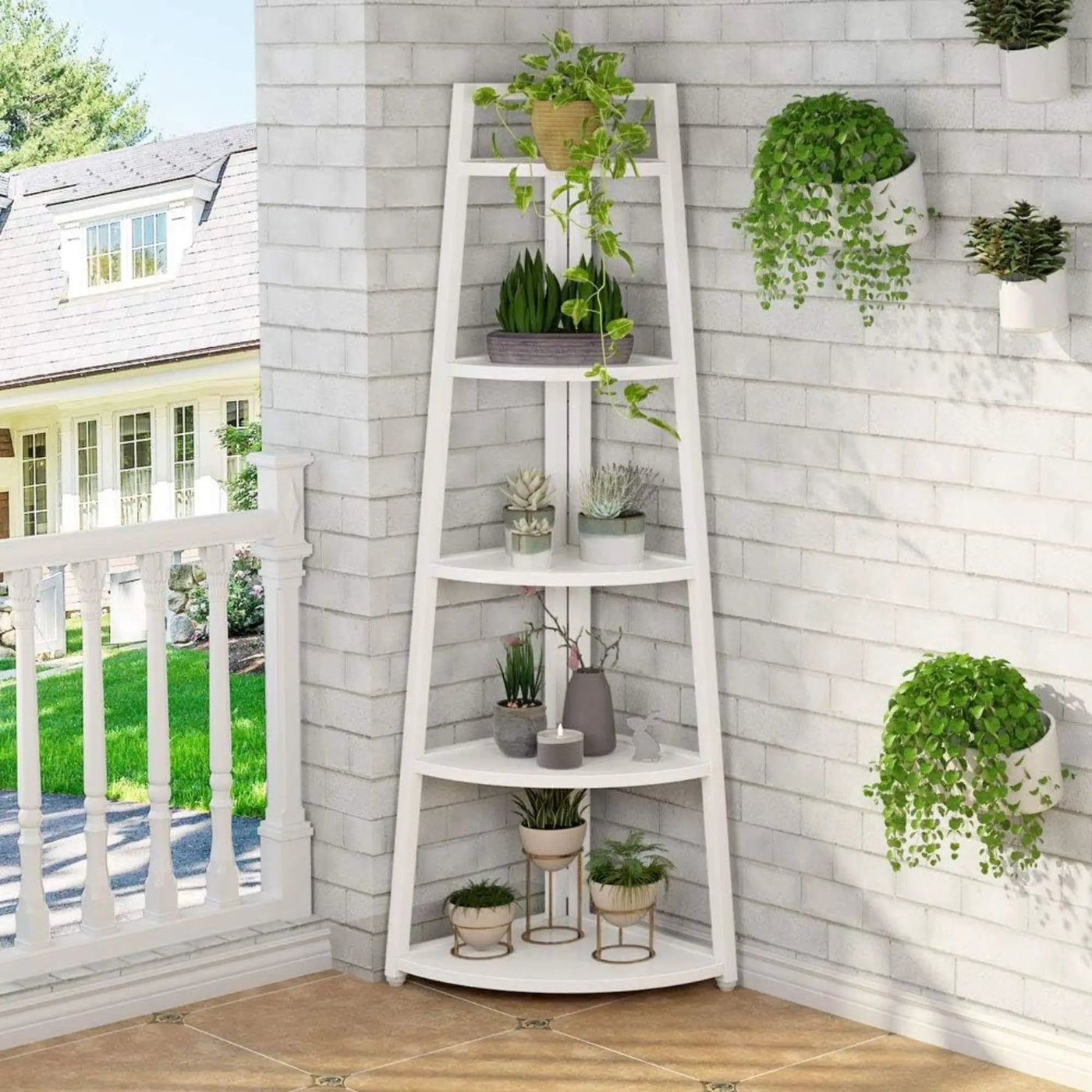 Tall 5 Tier Corner Bookshelf For Living Room by HouseOfZazla