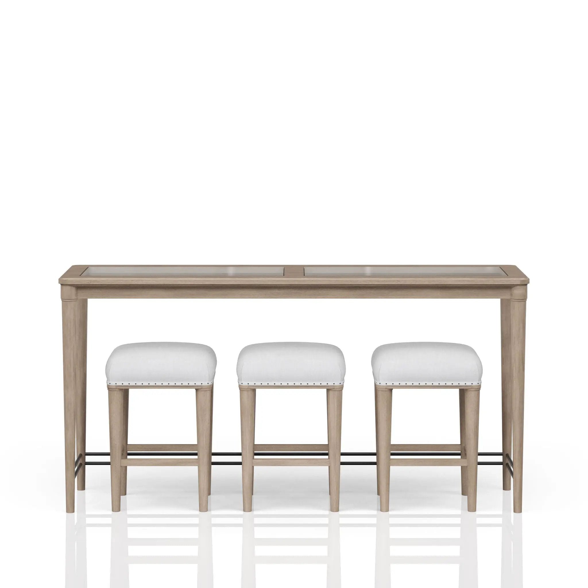 Glass Console Table With 3 Stools - Frosted by Unique Piece Furniture
