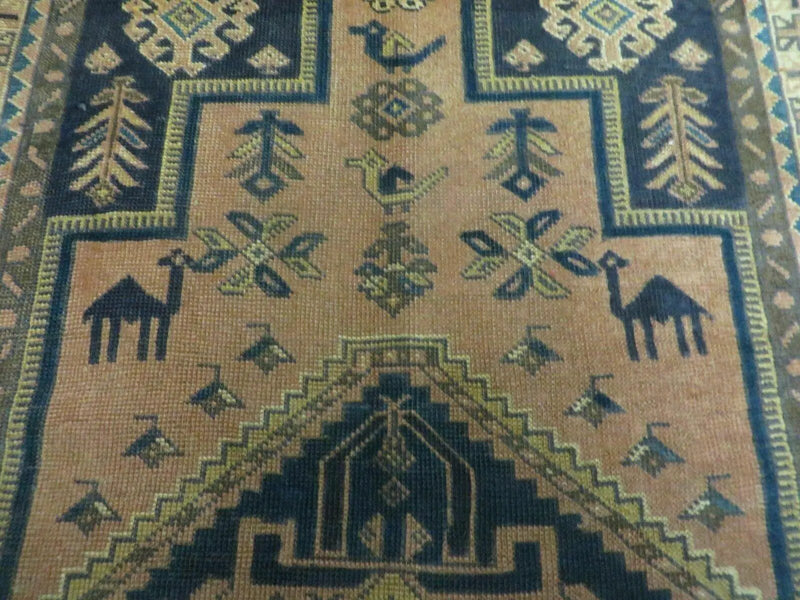 4' X 6' Antique Handmade Turkish Anatolian Wool Rug Camel Vegetable Dyes by Jewel Rugs